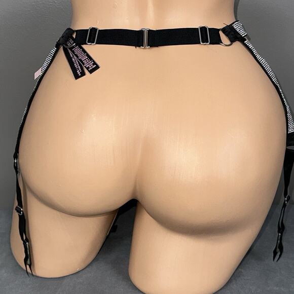 New Victoria's Secret Very Sexy Shine Strap Garter Belt Black Satin XS Small - Picture 6 of 7